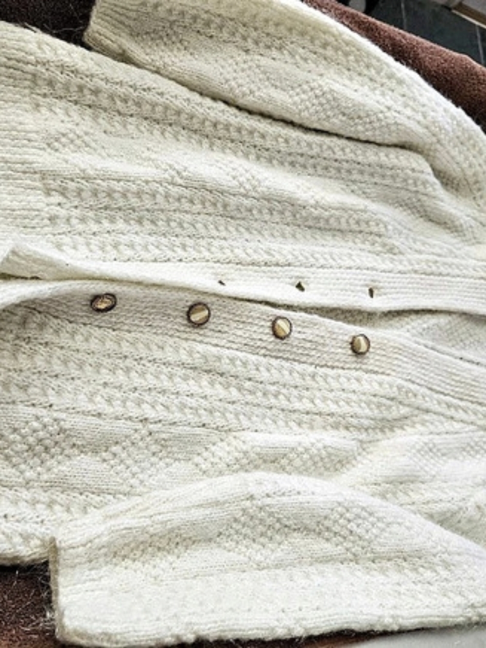 Cream Knit Button-Front Cardigan